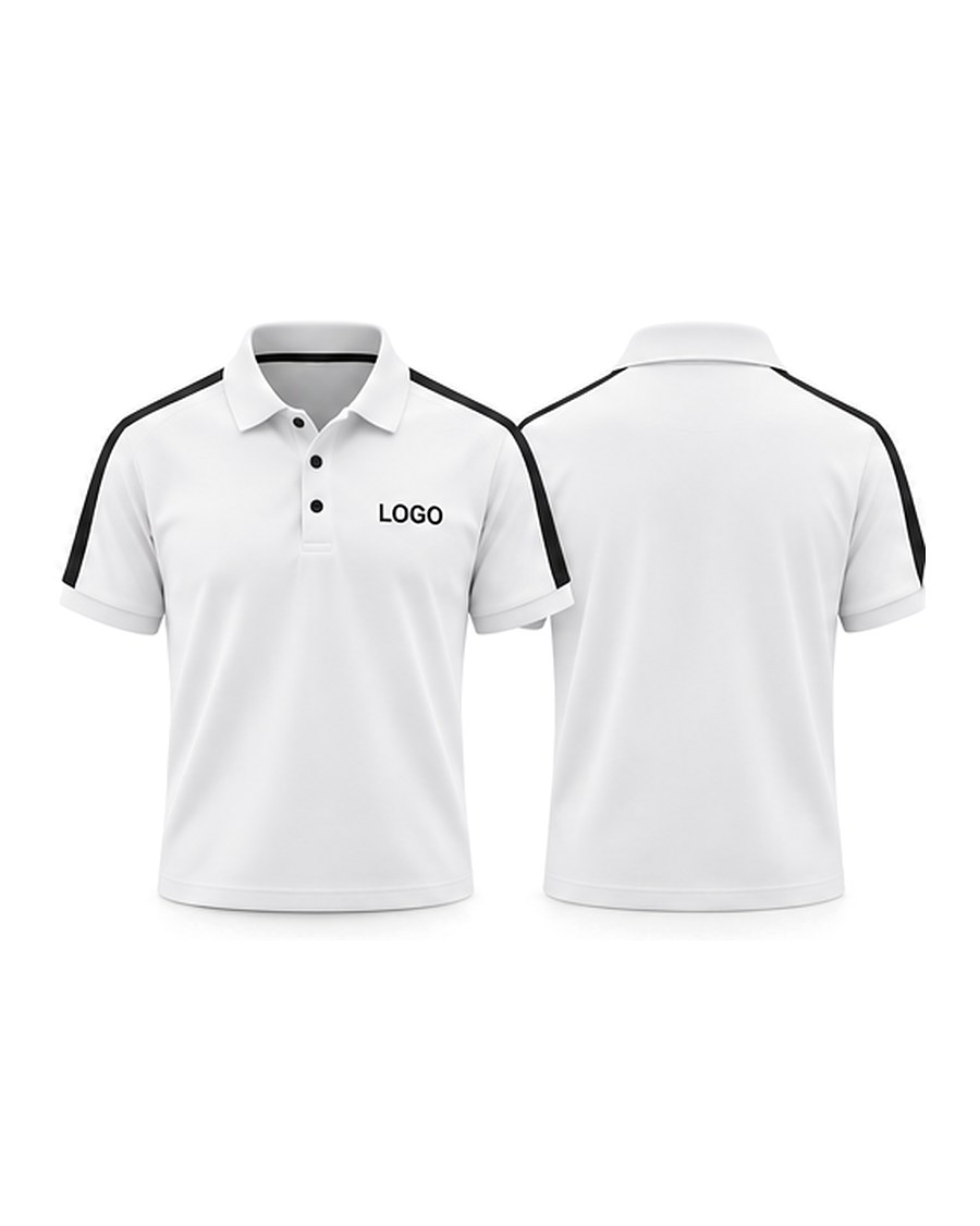 Striped corporate polo, white