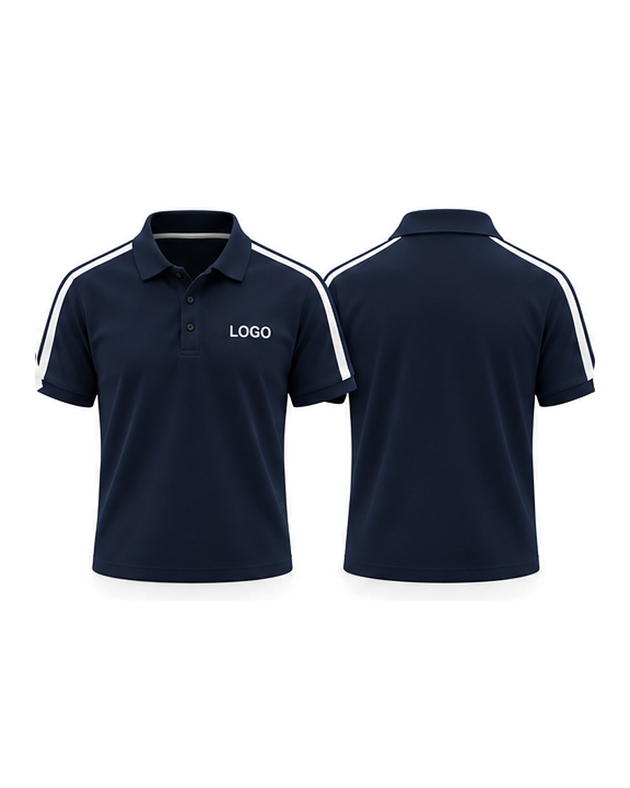 Striped corporate polo, navy