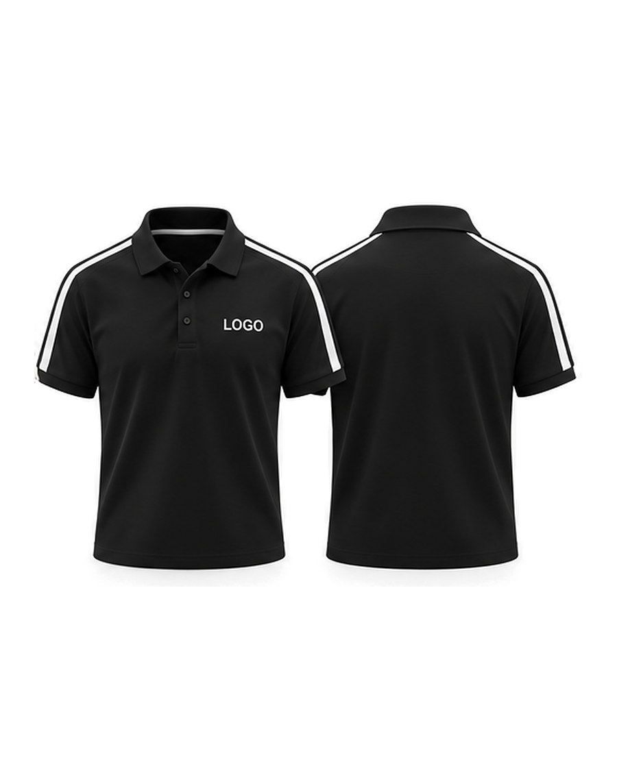 Striped corporate polo, black