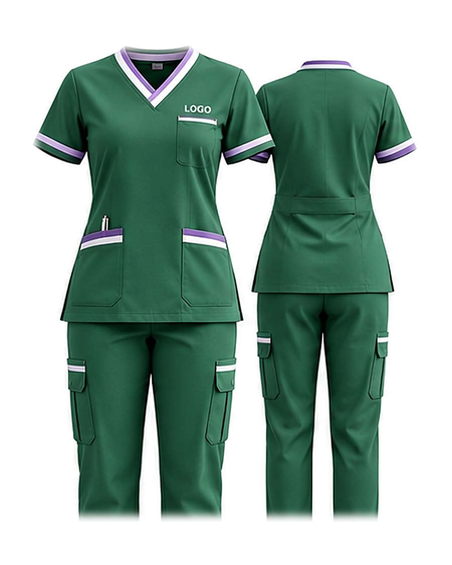 Short-sleeve scrub set, green
