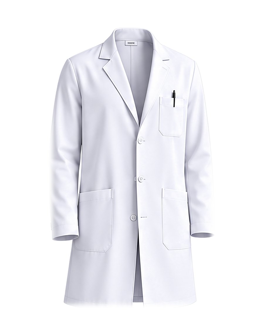 Doctor coat, classic lapel, white