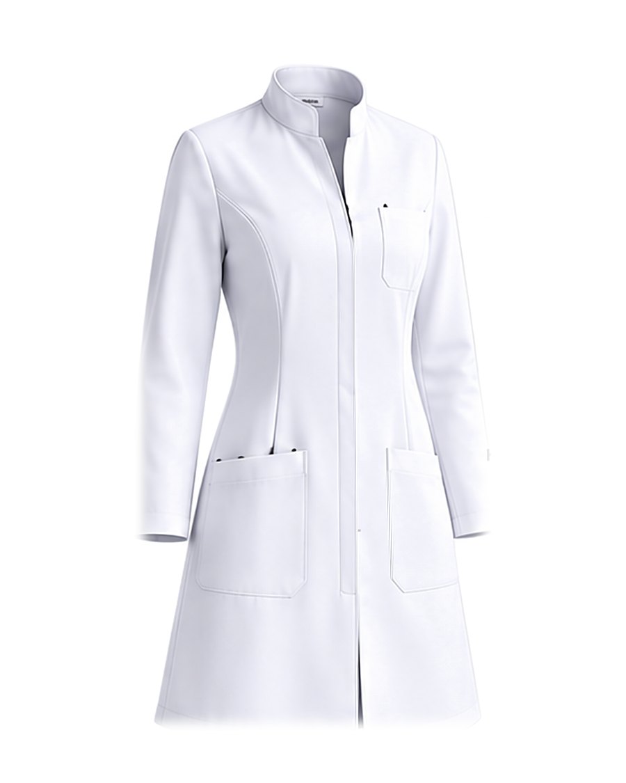 Doctor coat, stand collar, white