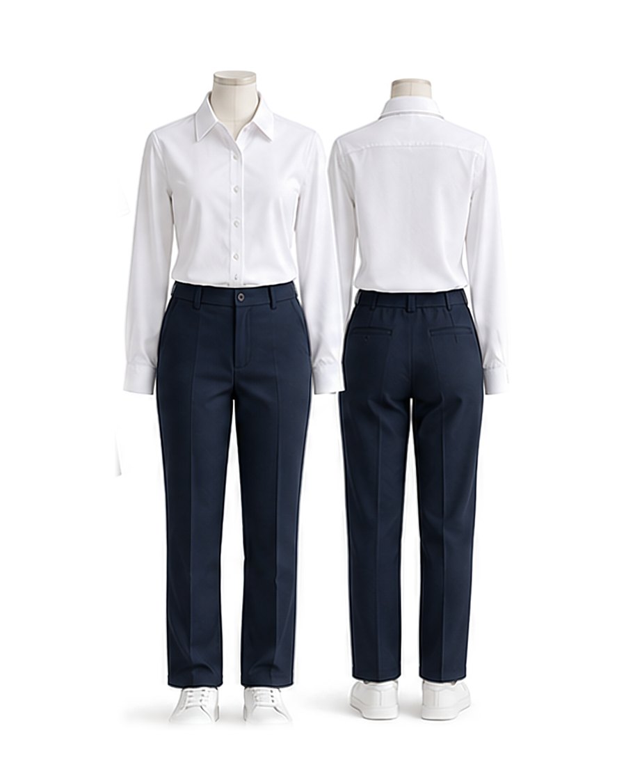 Blouse & trousers, white / navy