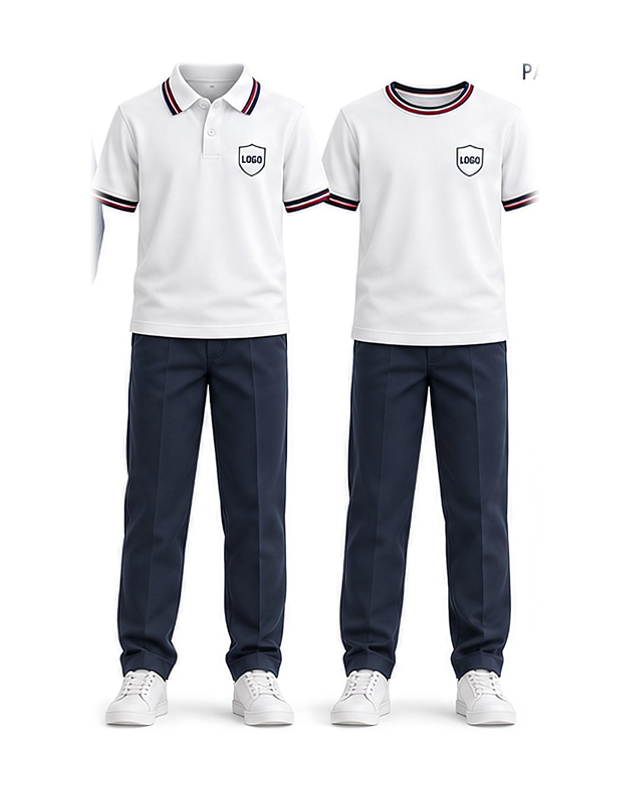 Polo shirt & crew-neck T-shirt, white / navy