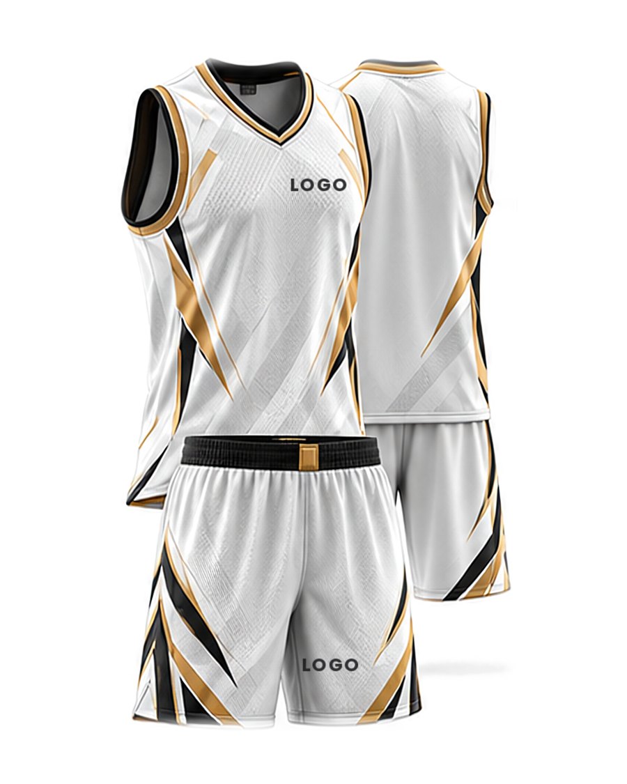 Basketball uniform, white / gold