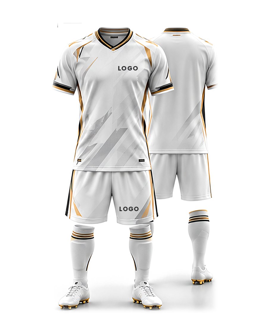 Football kit, white / gold