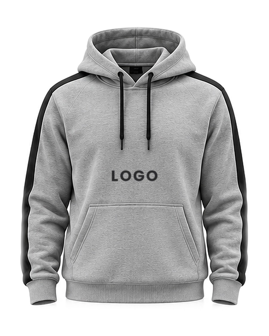 Pullover hoodie, grey melange / black