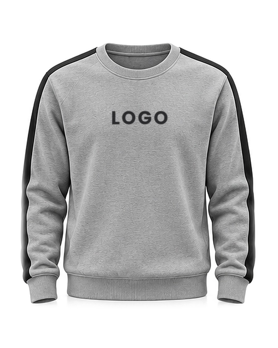 Crew-neck sweatshirt, grey melange / black