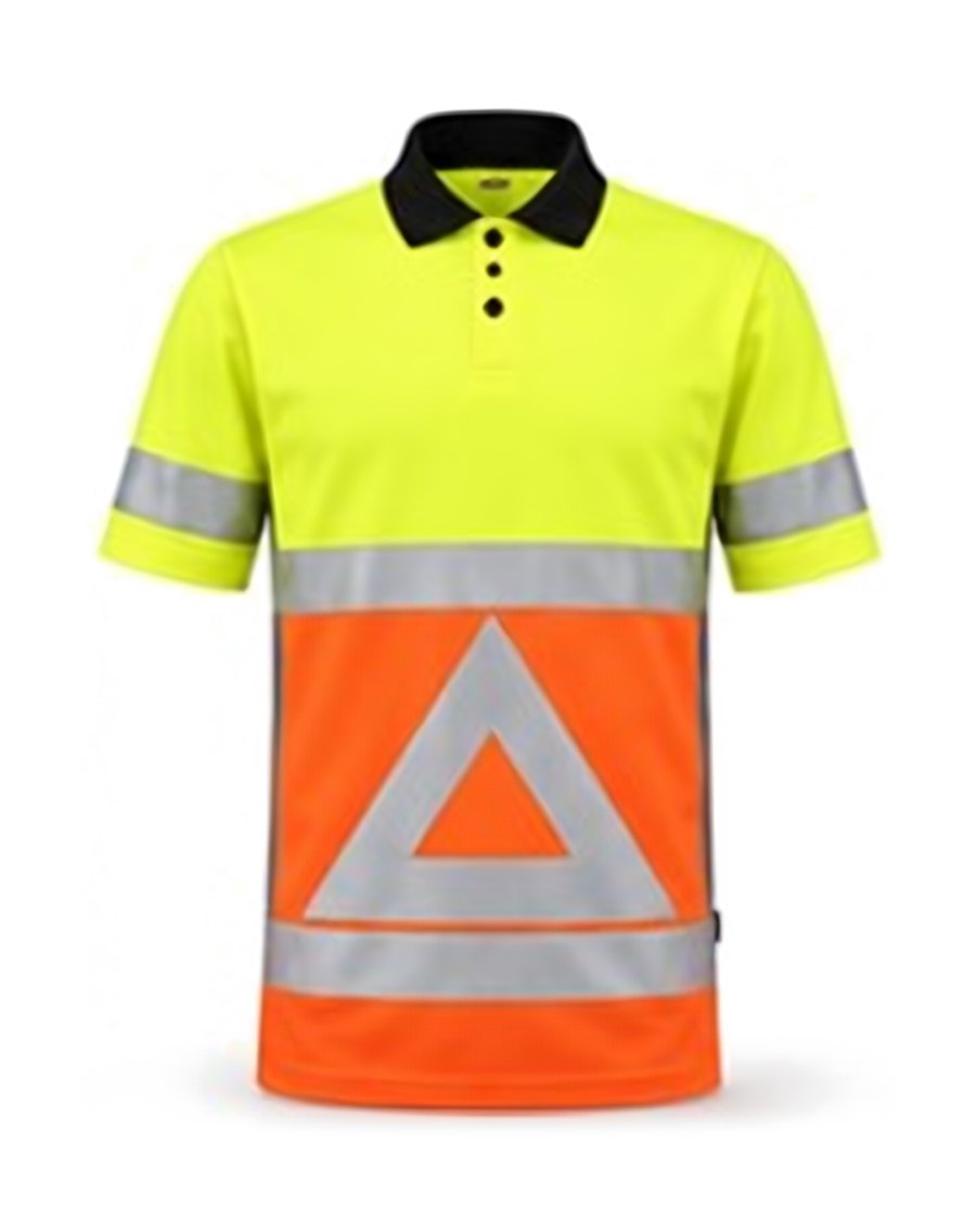 Two-tone reflective polo, yellow / orange